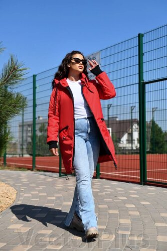 Женская куртка с капюшоном цвет красный р. 52/54 449819