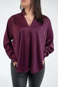 Женская рубашка из шелка армани цвет бордо р. 56/60 446023