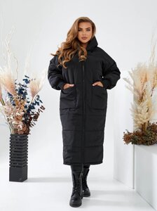 Жіночий теплий зимовий куртка чорного 54/56 377589
