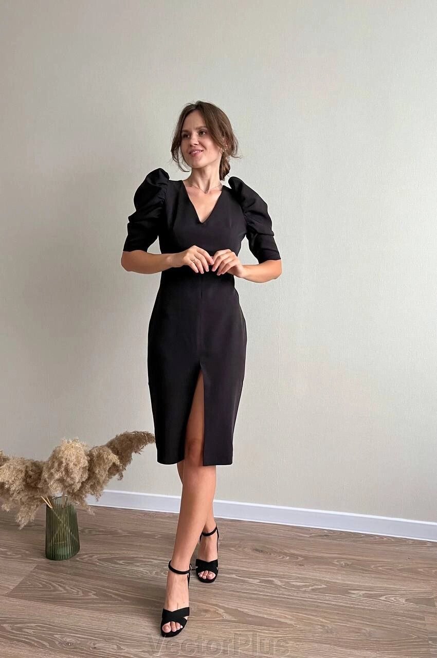 Женское платье с рукавом черного цвета р. L 385657 від компанії VectorPlus - фото 1