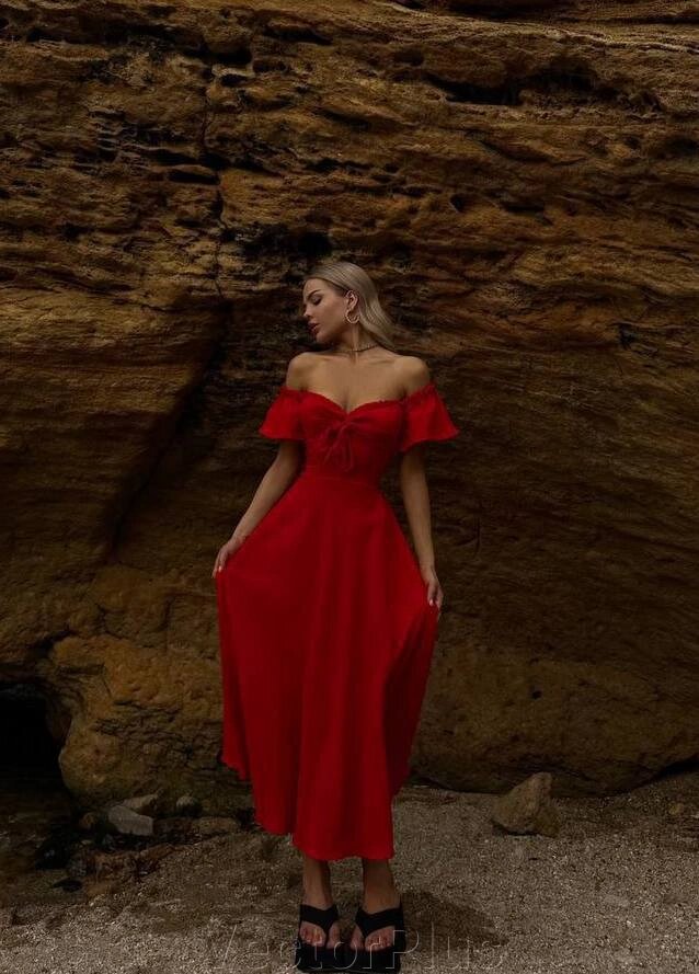 Жіноча бавовняна сукня колір червоний р. 42/46 450382 від компанії VectorPlus - фото 1