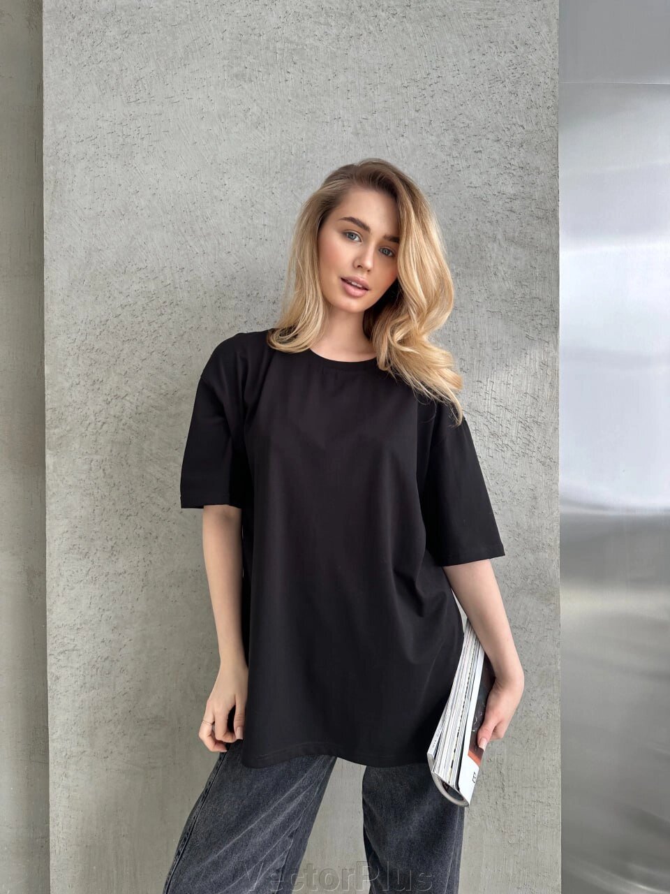 Жіноча базова футболка колір чорний нар. 42/46 452422 від компанії VectorPlus - фото 1