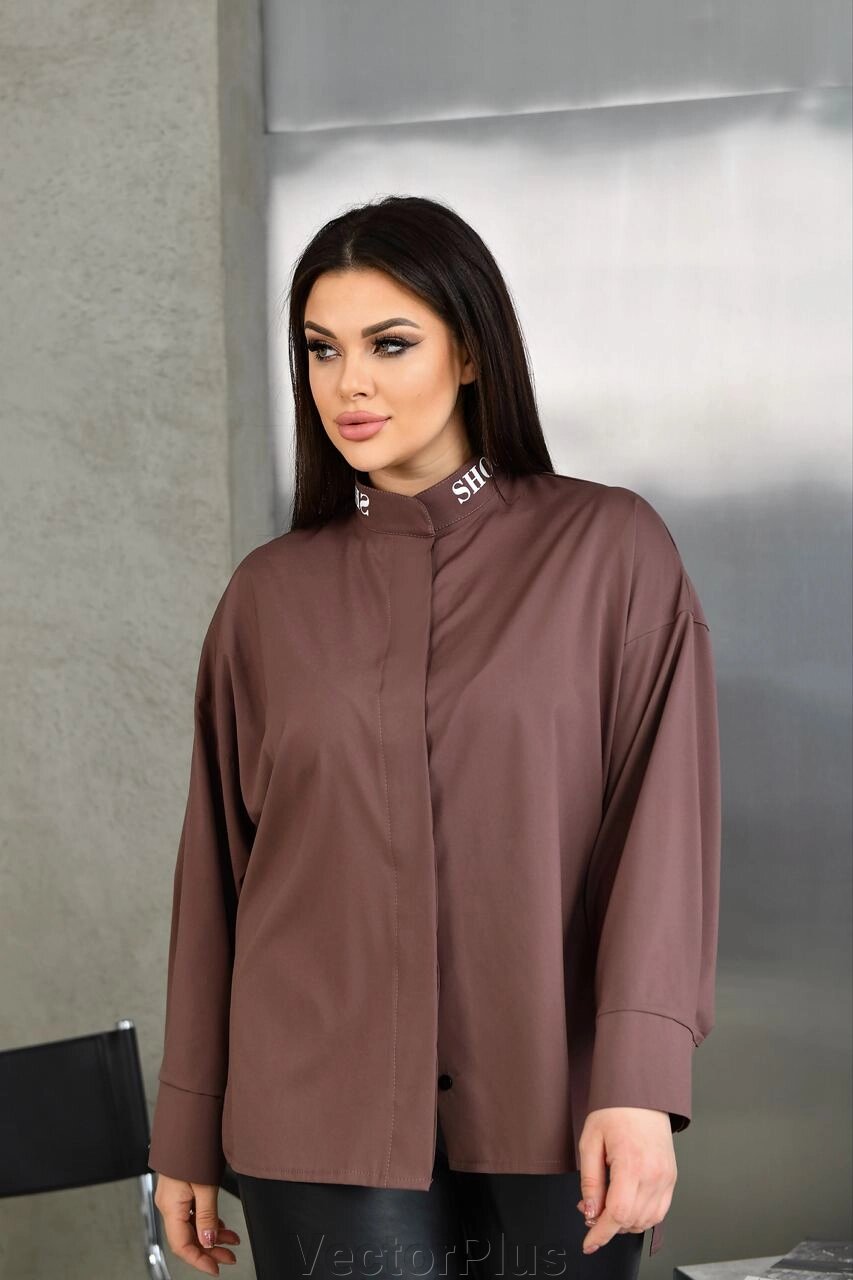 Жіноча блуза із софту колір шоколад нар. 48/50 452789 від компанії VectorPlus - фото 1