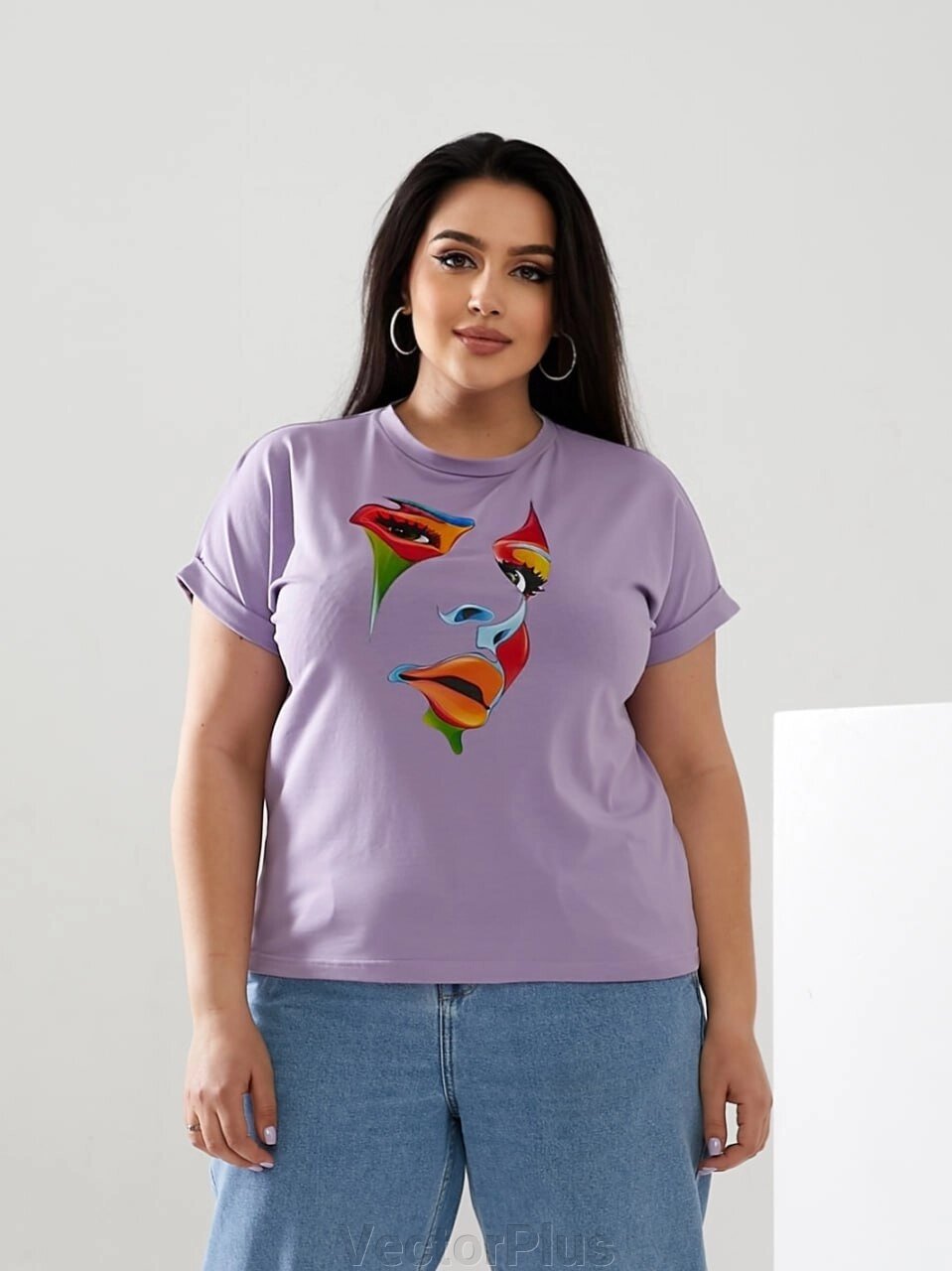 Жіноча футболка FACE колір лавандовий р. 42/46 433035 від компанії VectorPlus - фото 1