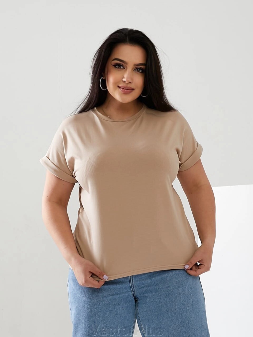 Жіноча футболка колір бежевий р. 42/46 432369 від компанії VectorPlus - фото 1