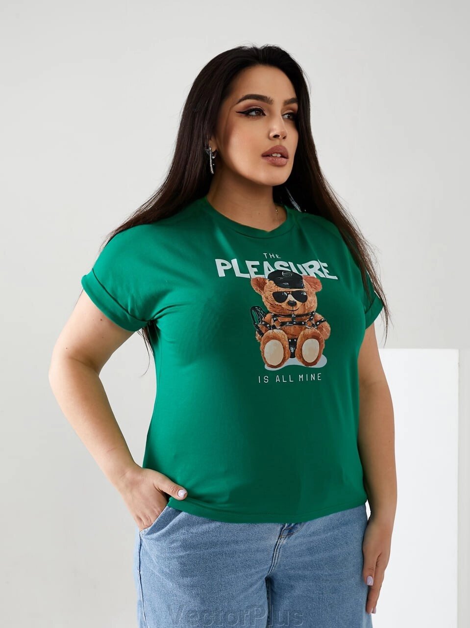 Жіноча футболка PLEASURE колір зелений р. 42/46 433668 від компанії VectorPlus - фото 1