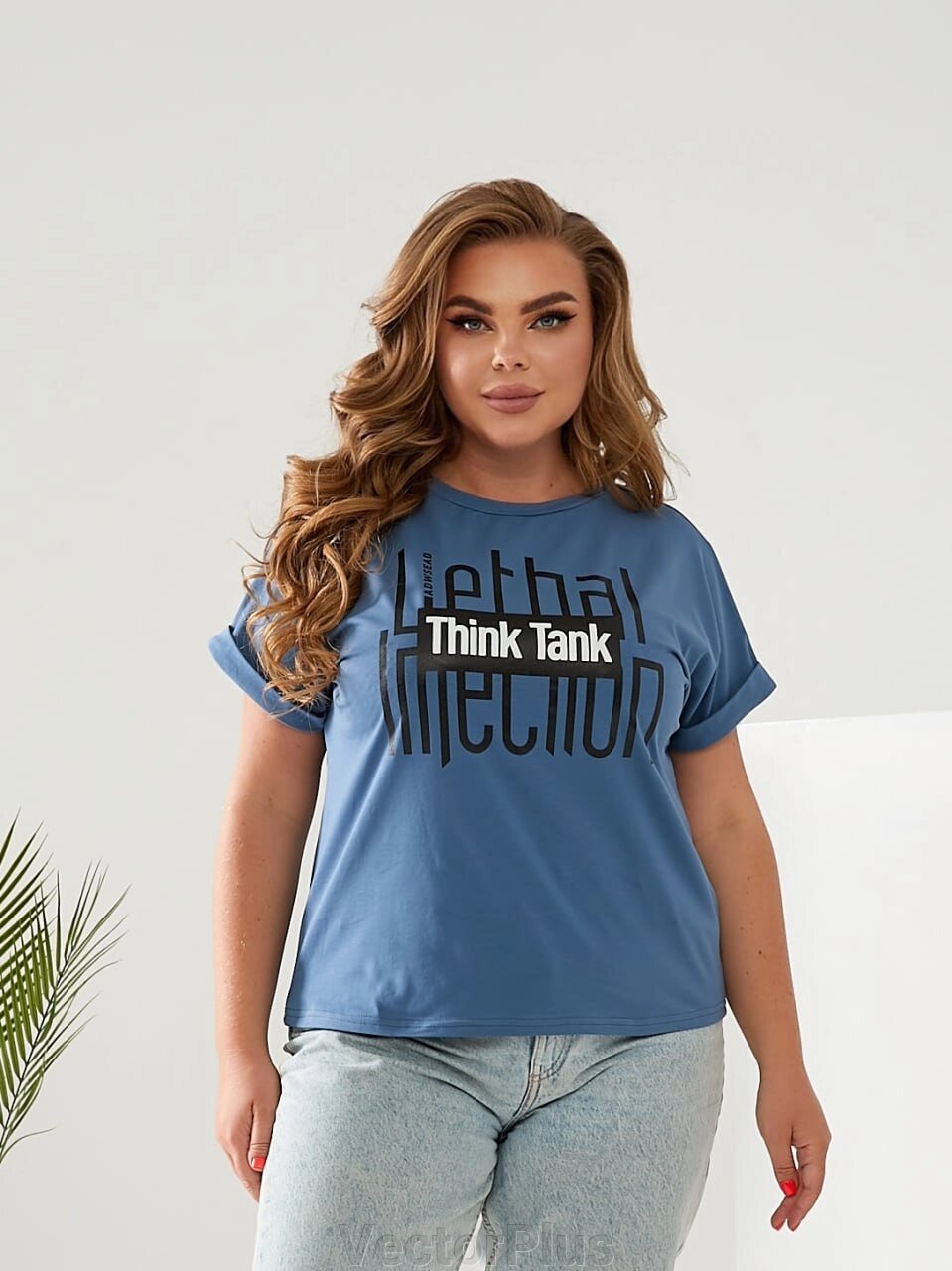 Жіноча футболка THINK TANK колір джинсовий р. 42/46 433682 від компанії VectorPlus - фото 1