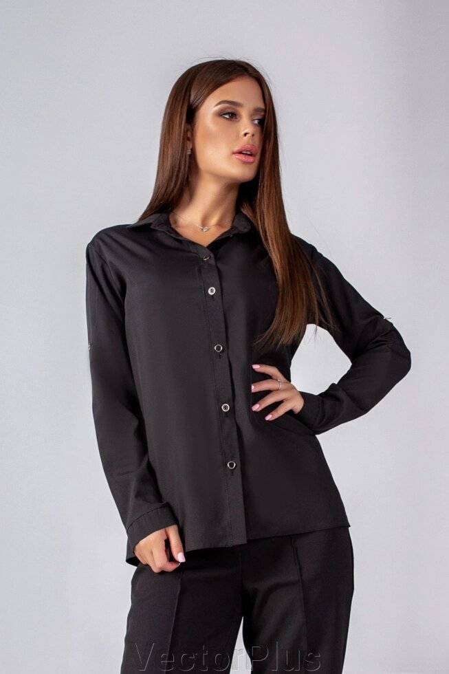 Жіноча класична чорна сорочка r. 42/44 374348 від компанії VectorPlus - фото 1