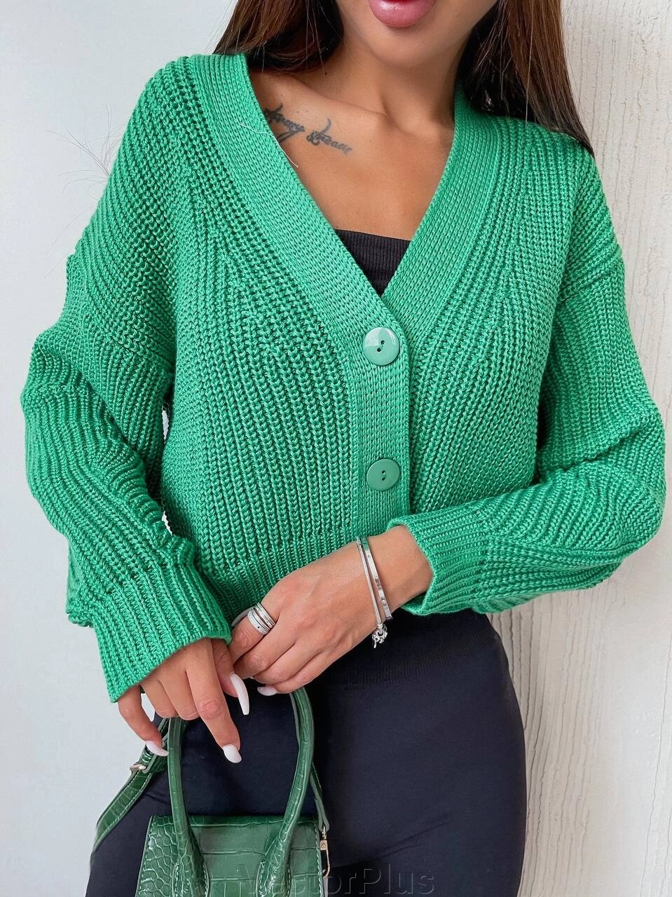 Жіноча кофта на ґудзиках колір зелений р. 42/46 441406 від компанії VectorPlus - фото 1