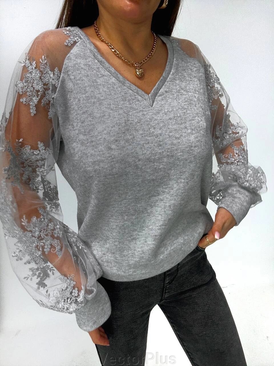Жіноча кофточка з ангори колір сірий. 46/50 446895 від компанії VectorPlus - фото 1