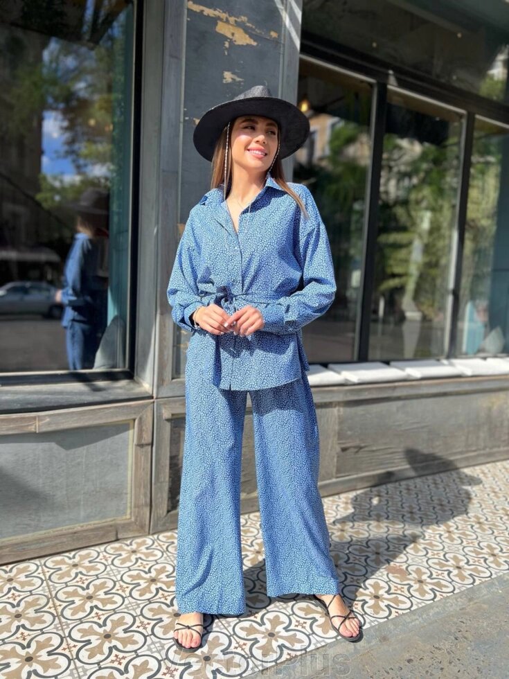 Жіноча костюмна сорочка та блакитні штани r. 42/44 363037 від компанії VectorPlus - фото 1