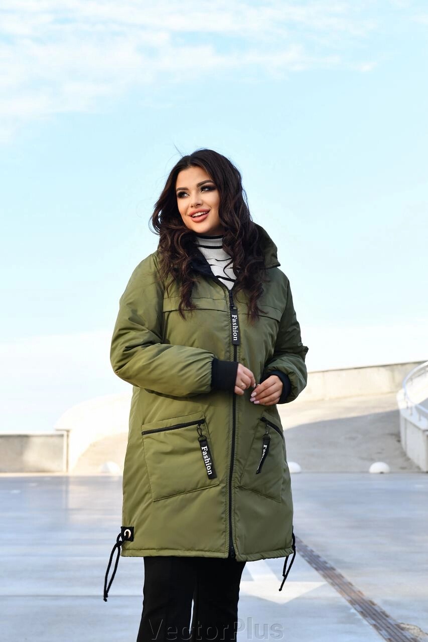 Жіноча куртка-пальто із плащівки колір хакі нар. 48/50 445908 від компанії VectorPlus - фото 1
