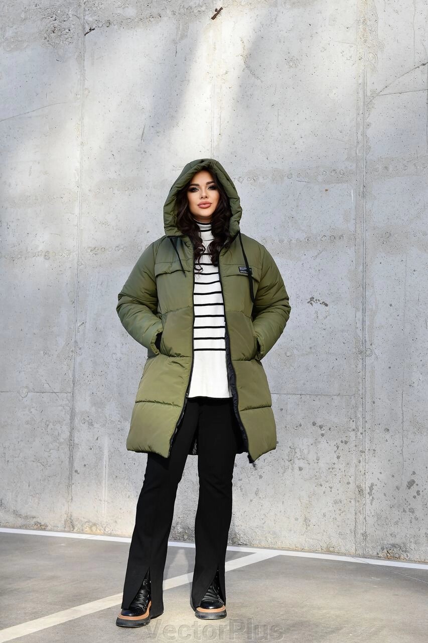 Жіноча куртка-пальто із плащівки колір хакі нар. 48/50 448371 від компанії VectorPlus - фото 1