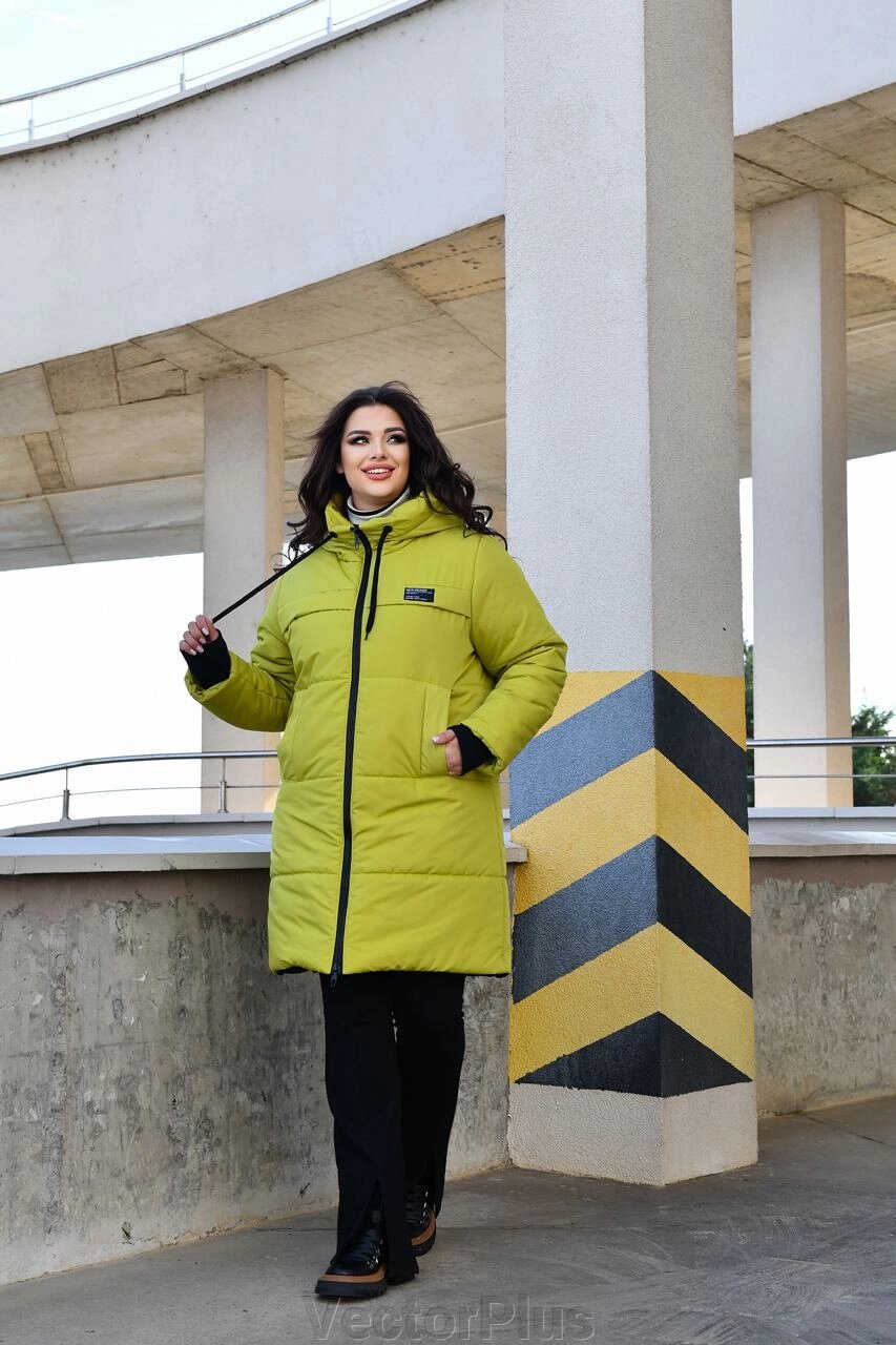 Жіноча куртка-пальто із плащівки колір лайм нар. 48/50 448370 від компанії VectorPlus - фото 1