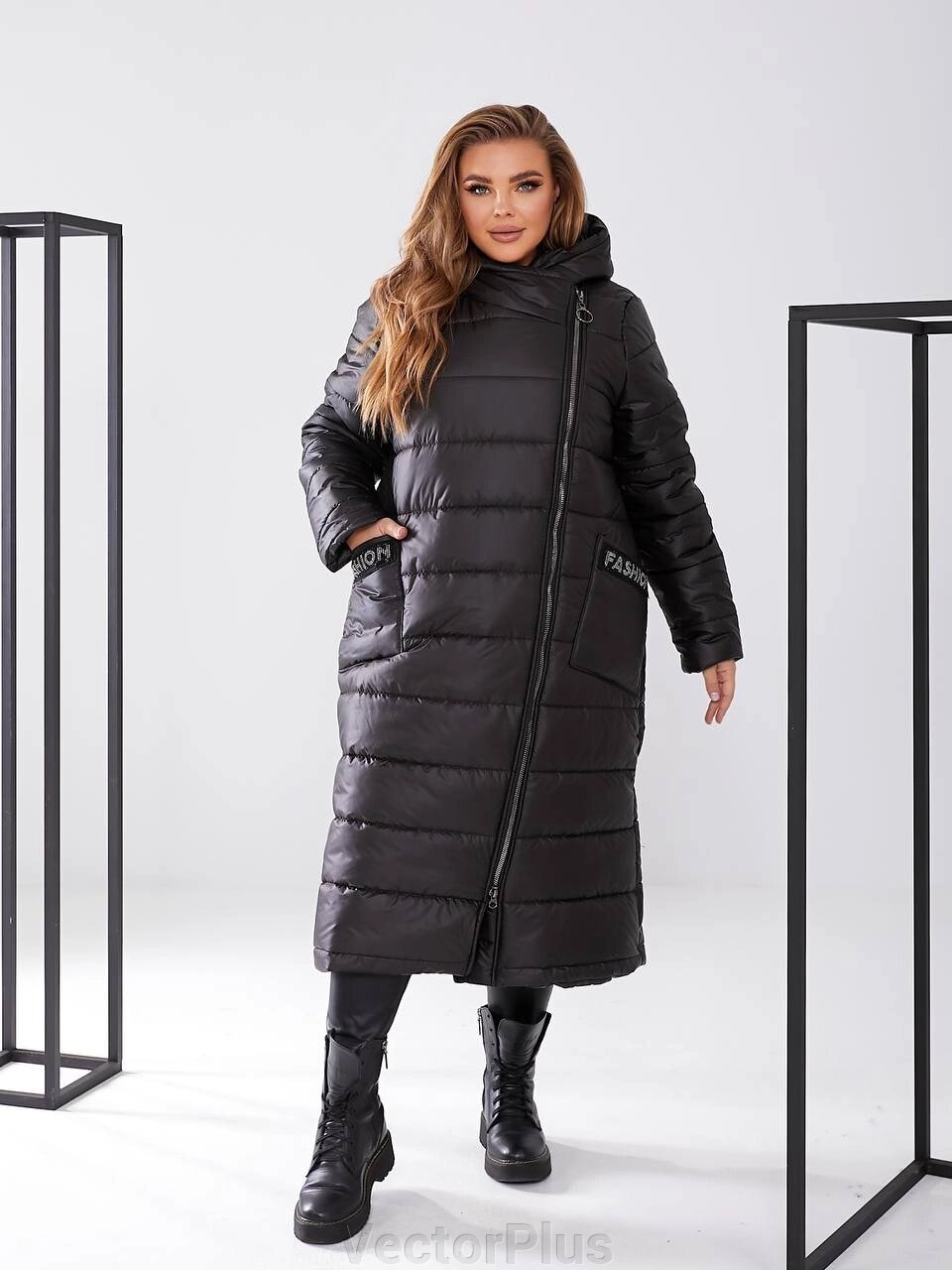 Жіноча куртка-пальто з плащівки колір чорний. 48/50 448146 від компанії VectorPlus - фото 1