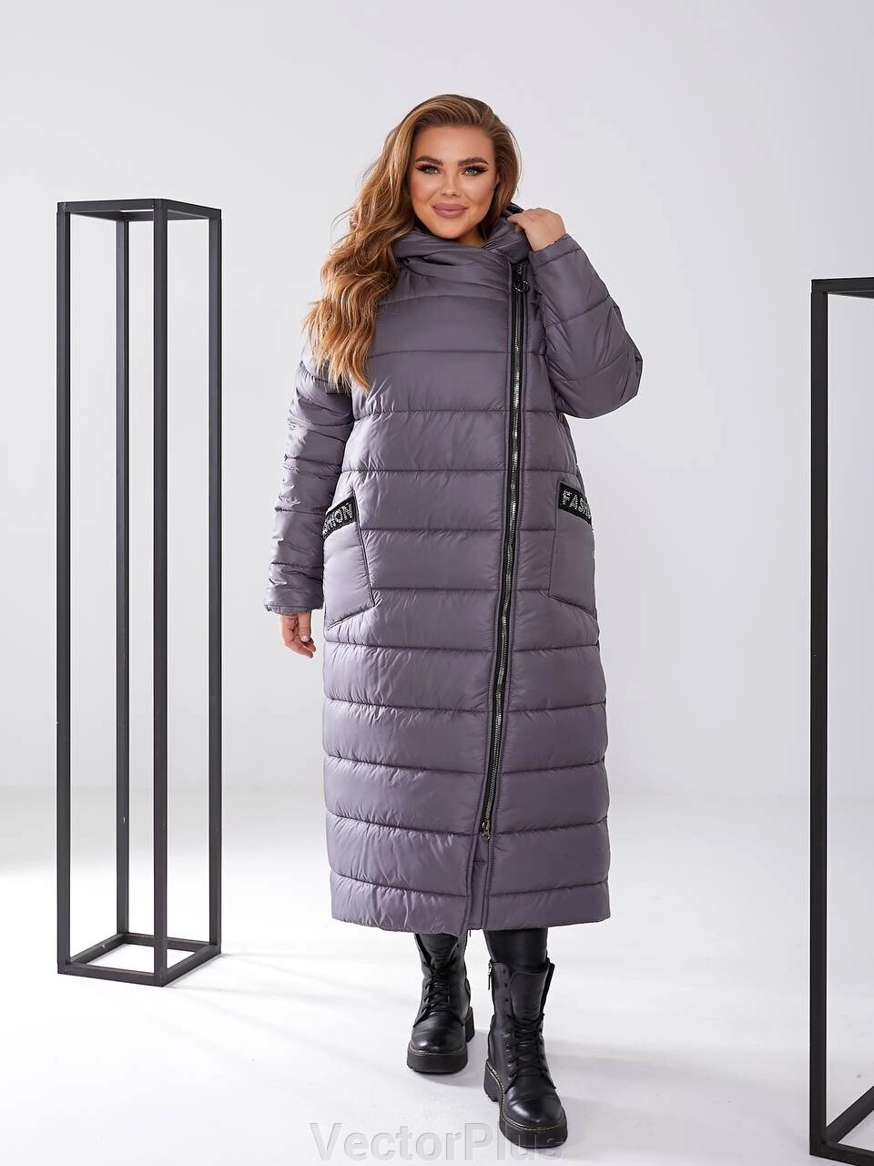 Жіноча куртка-пальто з плащівки колір графіт нар. 48/50 448148 від компанії VectorPlus - фото 1