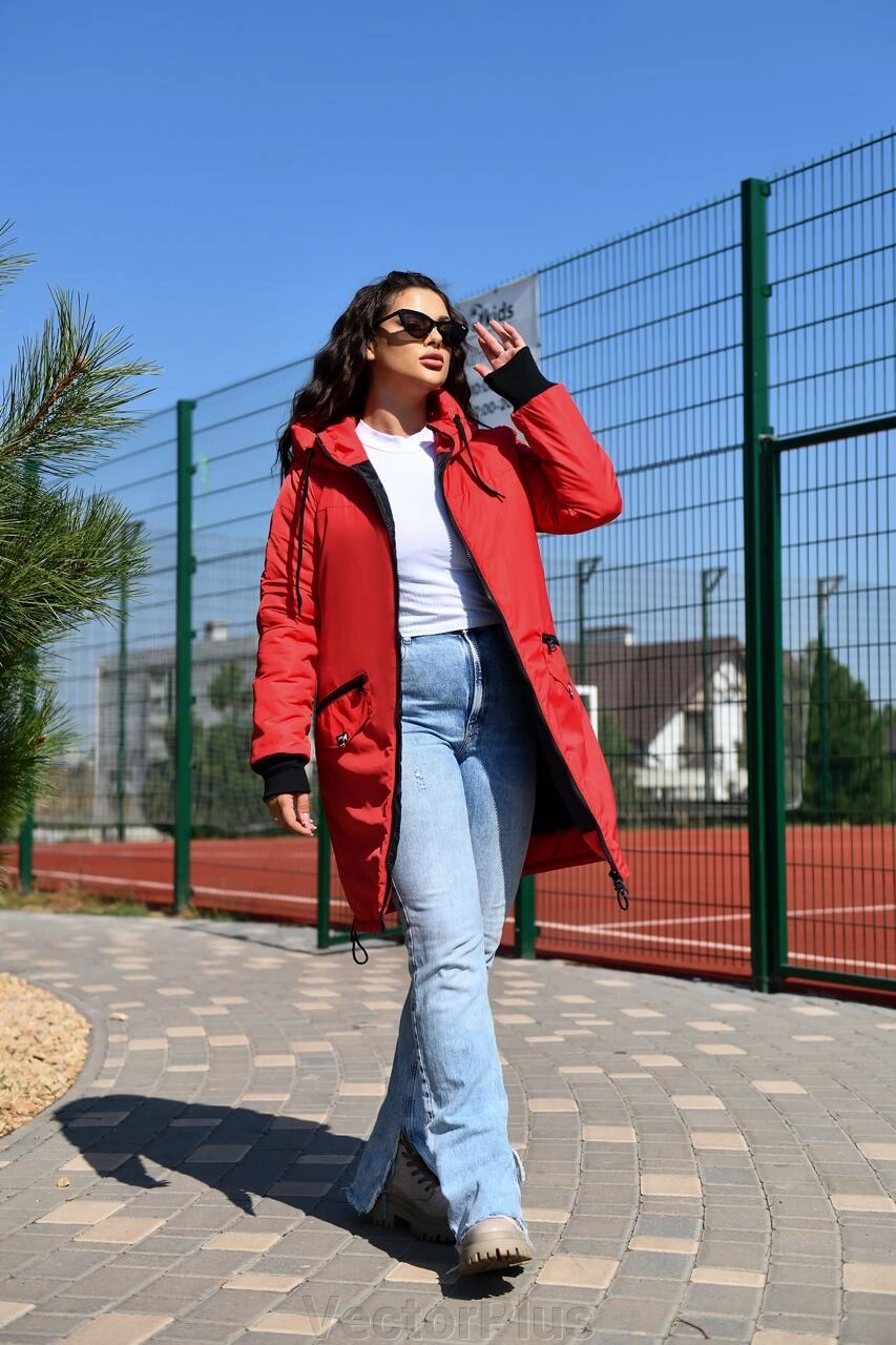 Жіноча куртка з капюшоном колір червоний нар. 48/50 449633 від компанії VectorPlus - фото 1