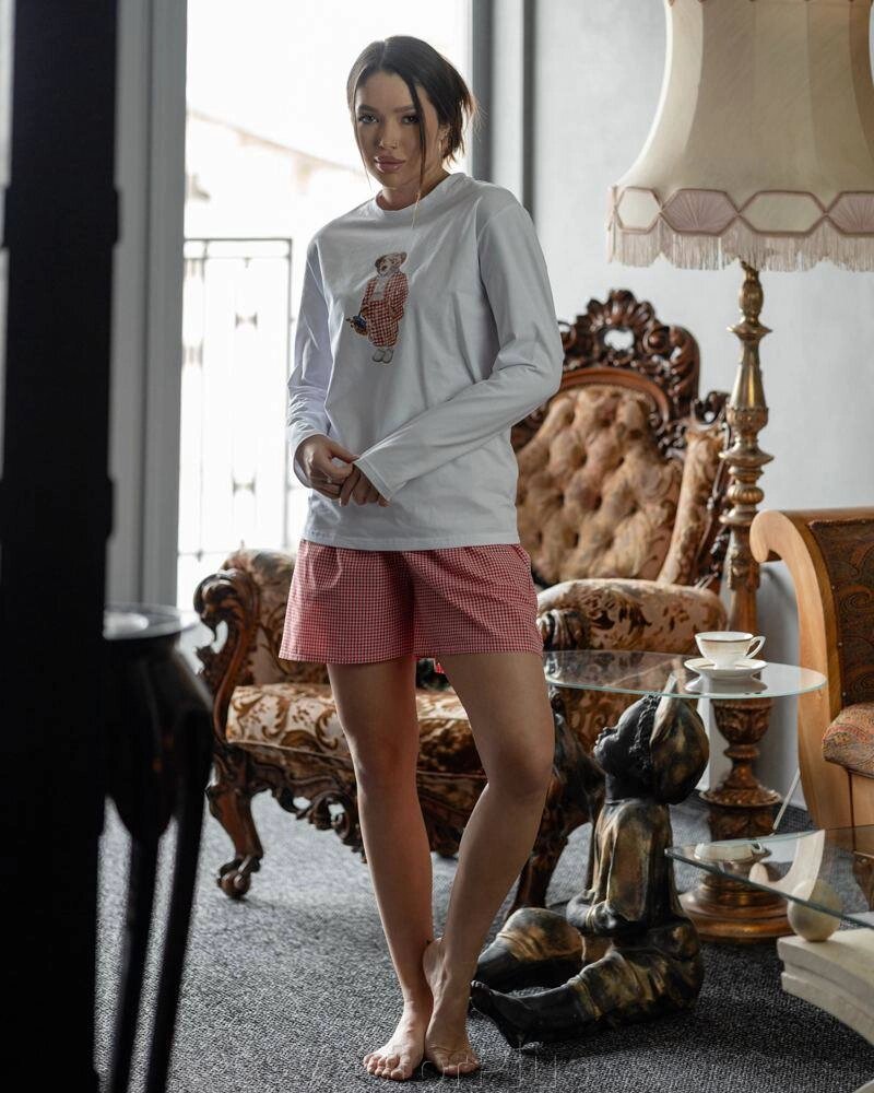 Жіноча піжама із шортами «Teddy» колір рожевий р. L 453335 від компанії VectorPlus - фото 1