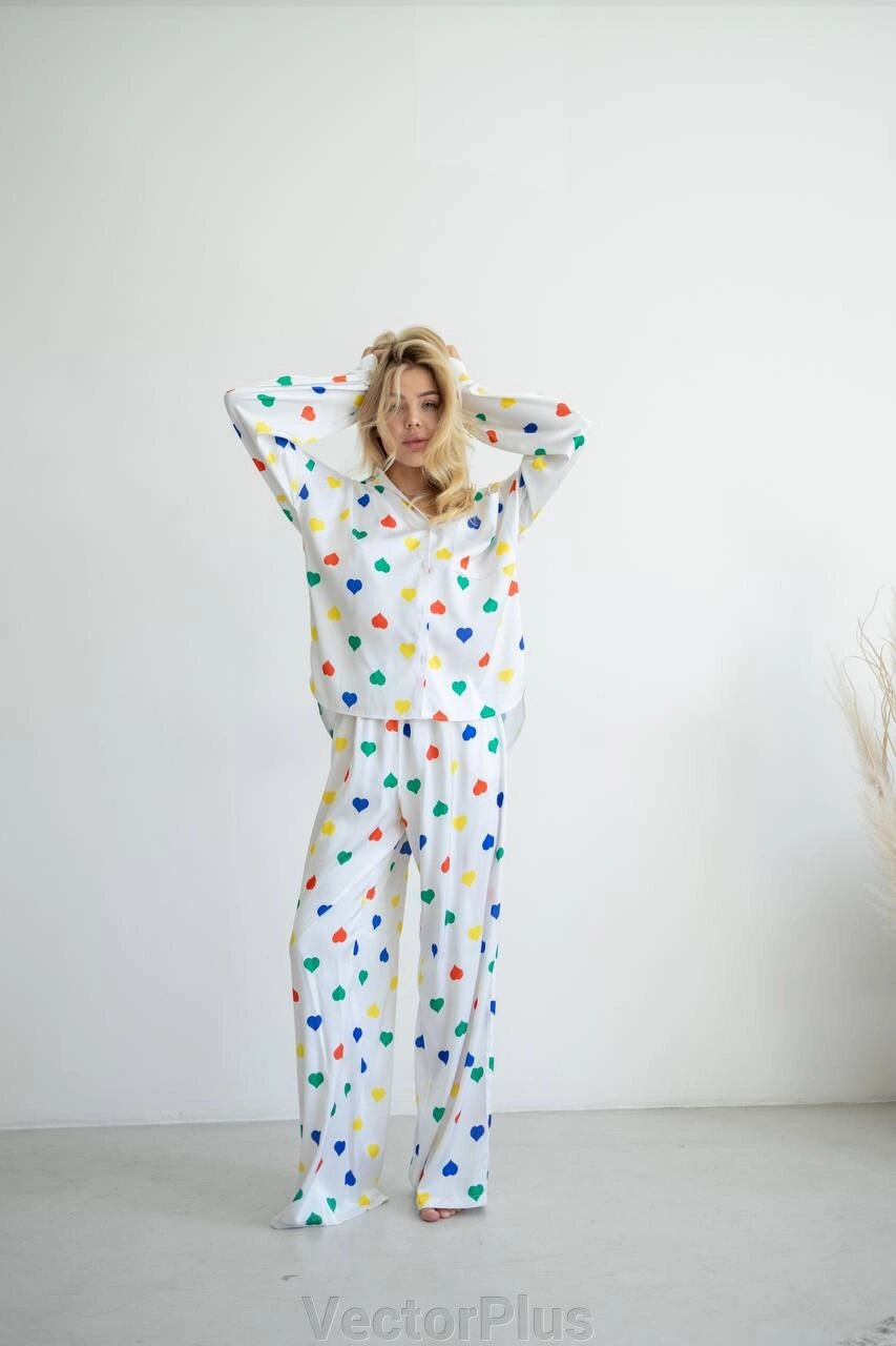 Жіноча піжама «Серденько» колір білий нар. M/L 442587 від компанії VectorPlus - фото 1