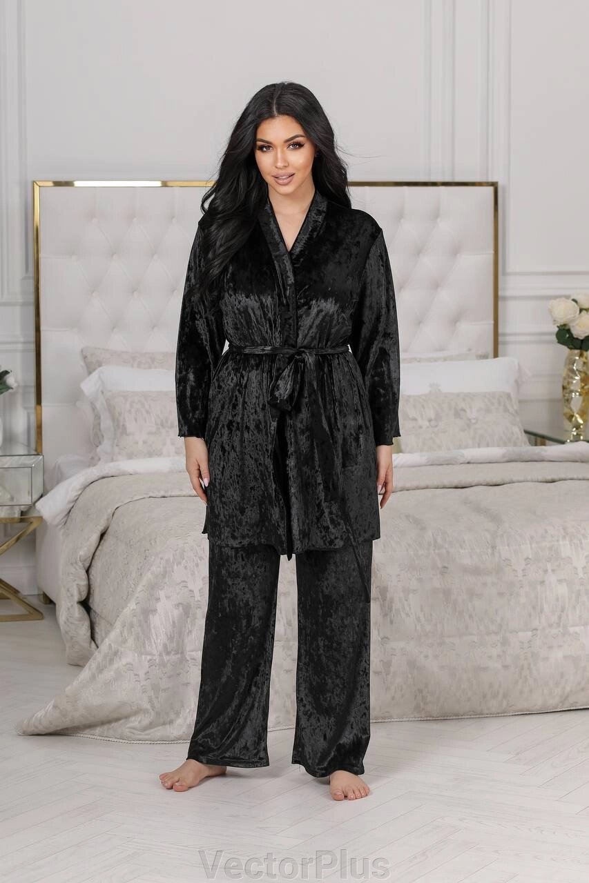 Жіноча піжама-трійка колір чорний. 50/52 447461 від компанії VectorPlus - фото 1
