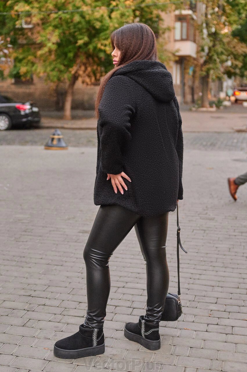 Жіноча шуба з еко хутра (баранчик) колір чорний нар. 48/50 445861 від компанії VectorPlus - фото 1