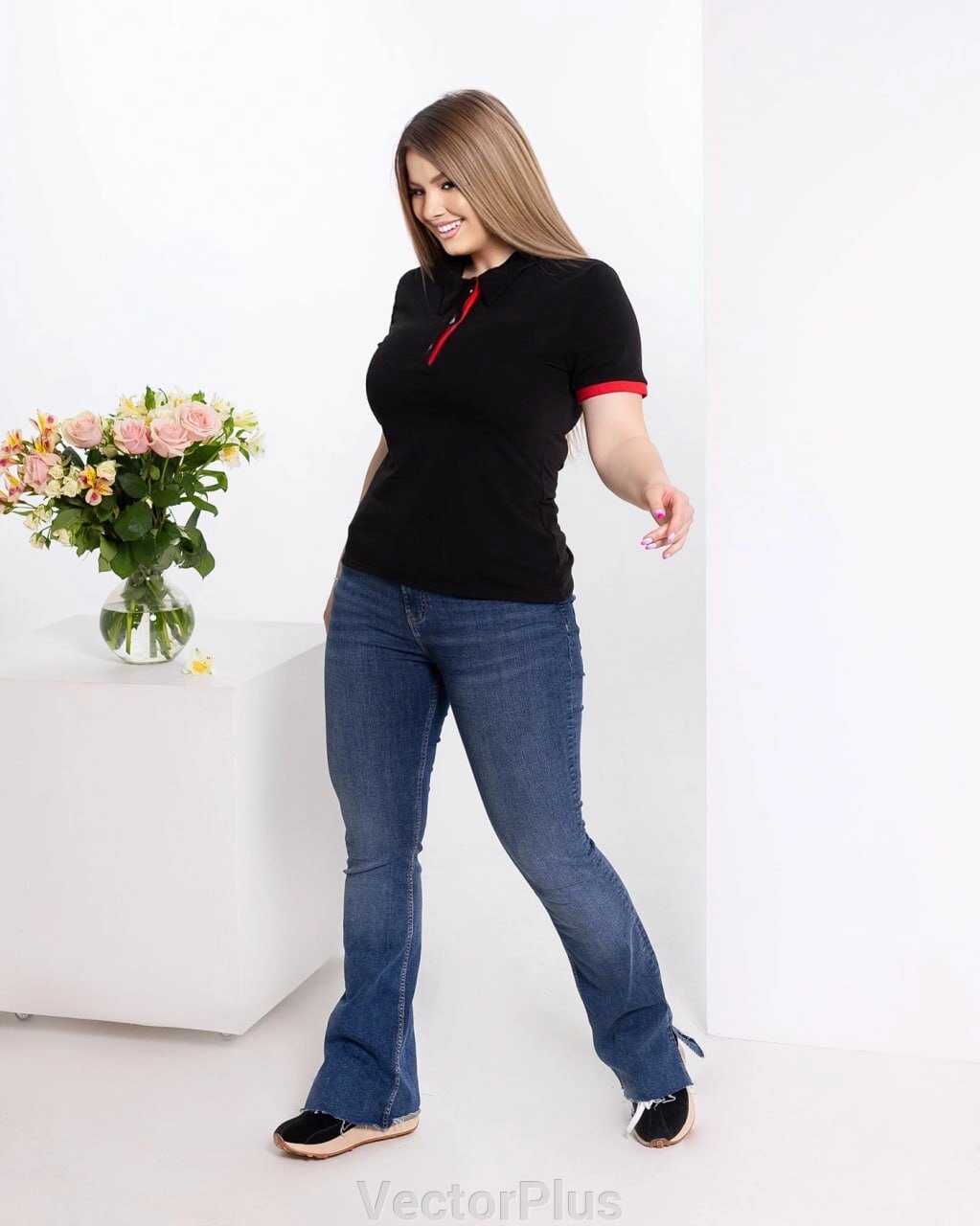 Жіноча сорочка Чорне поло 407731 від компанії VectorPlus - фото 1