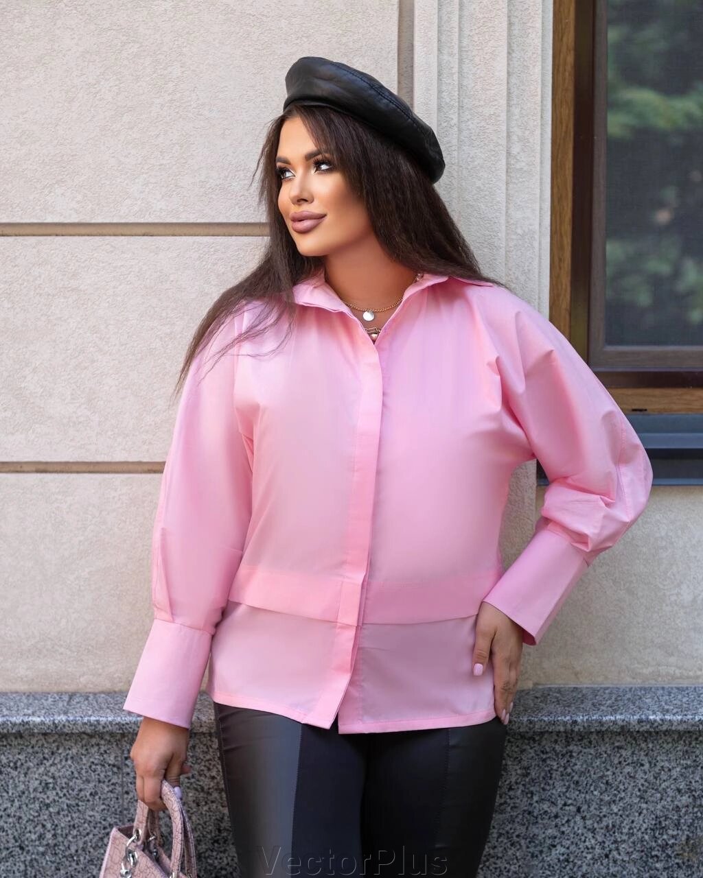 Жіноча сорочка з коттону колір рожевий нар. 42/54 447019 від компанії VectorPlus - фото 1