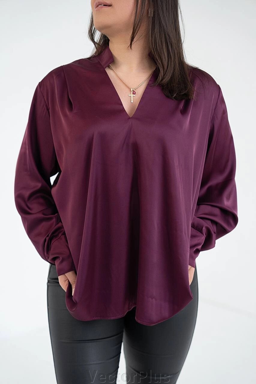 Жіноча сорочка з шовку армані колір бордо нар. 44/48 445853 від компанії VectorPlus - фото 1