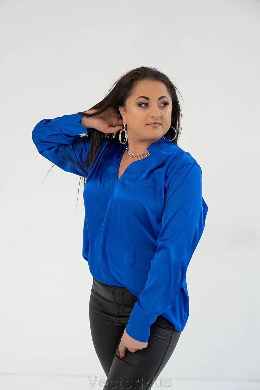 Жіноча сорочка з шовку армані колір електрик нар. 44/48 445855 від компанії VectorPlus - фото 1