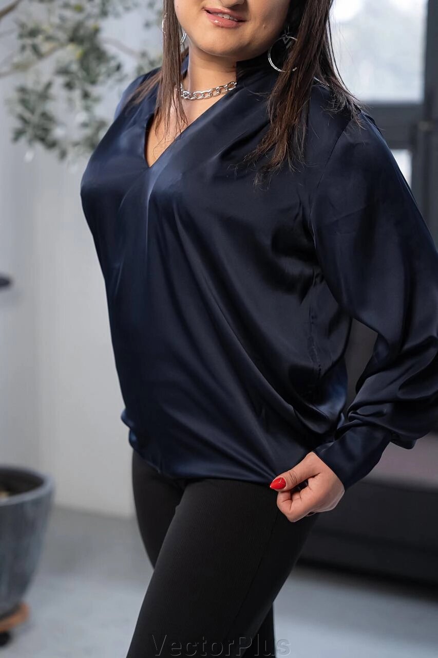 Жіноча сорочка з шовку армані колір синій нар. 44/48 445852 від компанії VectorPlus - фото 1