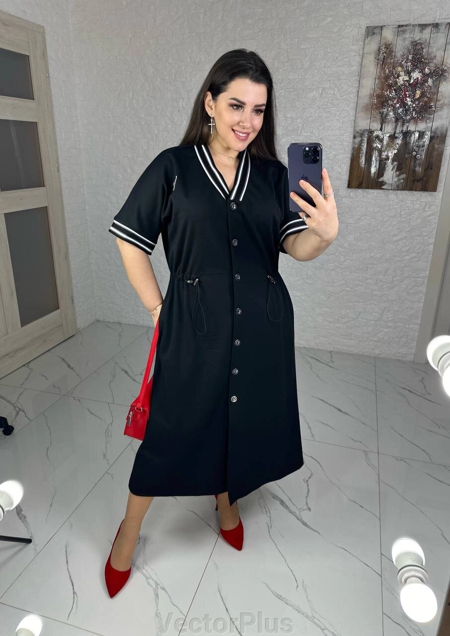 Жіноча сукня-халат вільного крою колір чорний нар. 46/48 452173 від компанії VectorPlus - фото 1
