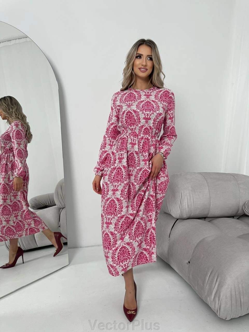 Жіноча сукня із шовкового софту колір рожевий р. 42/44 453502 від компанії VectorPlus - фото 1