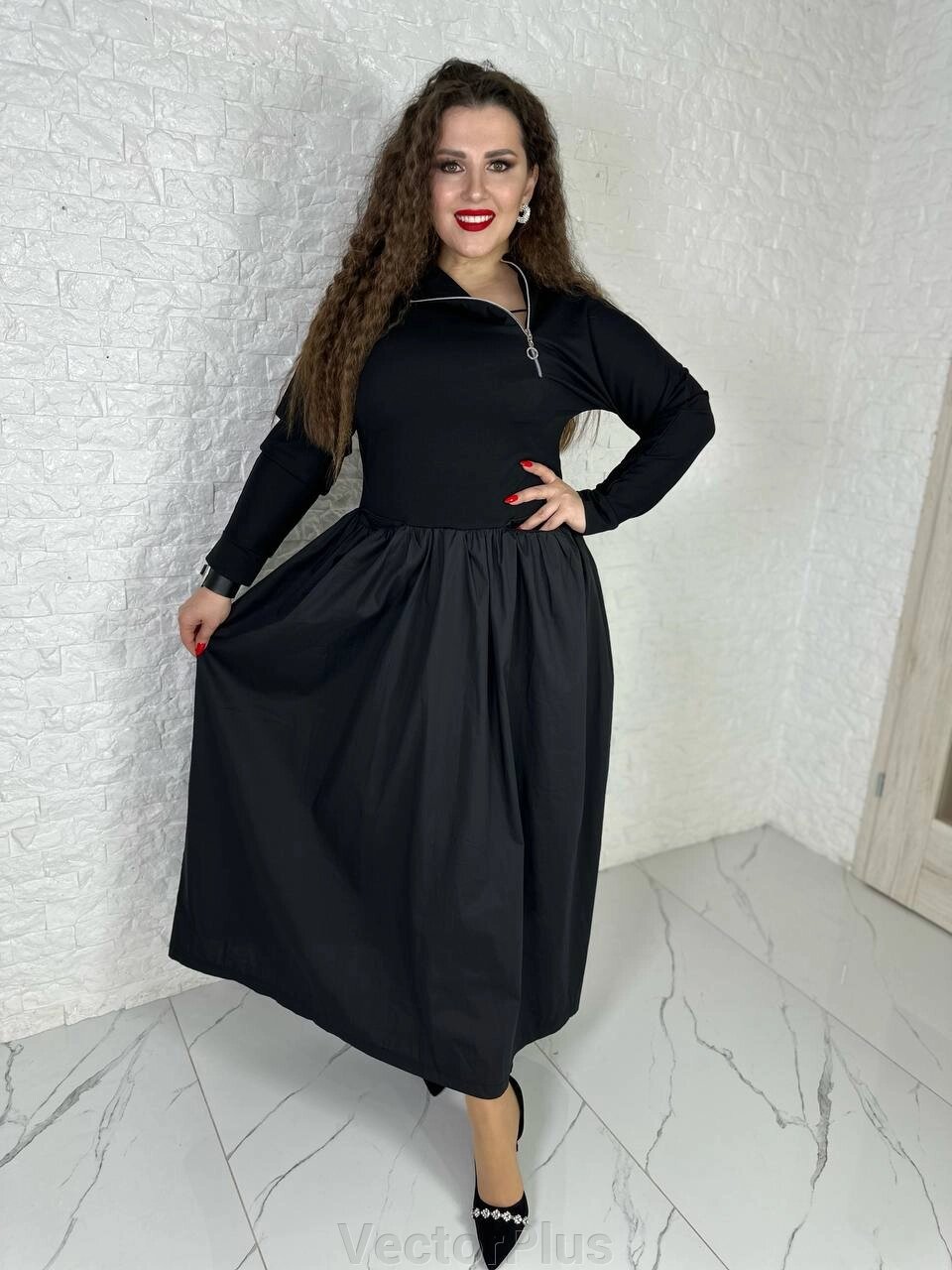 Жіноча сукня вільного крою колір чорний нар. 46/48 449618 від компанії VectorPlus - фото 1