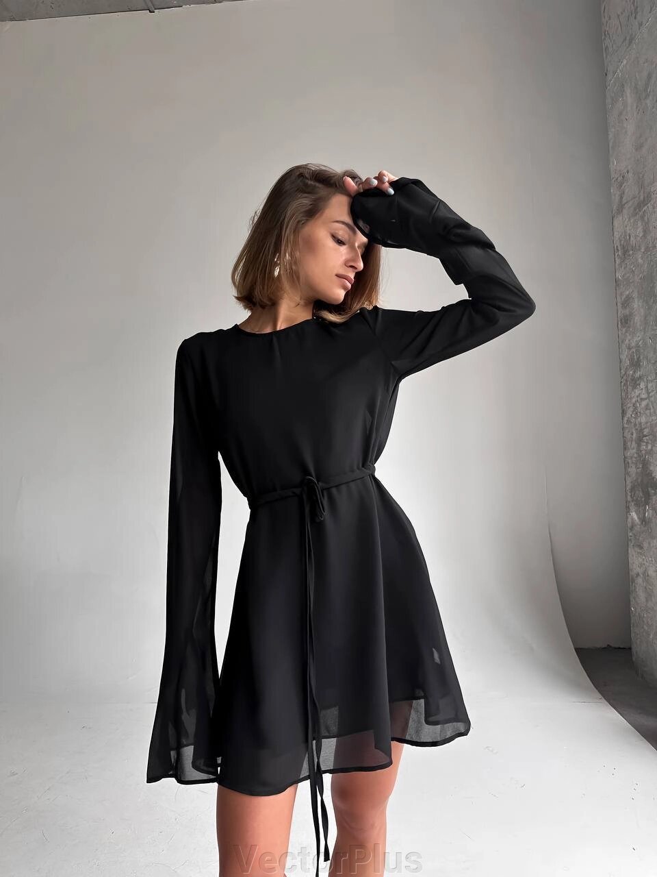 Жіноча сукня з креп шифону колір чорний нар. 42/44 446695 від компанії VectorPlus - фото 1
