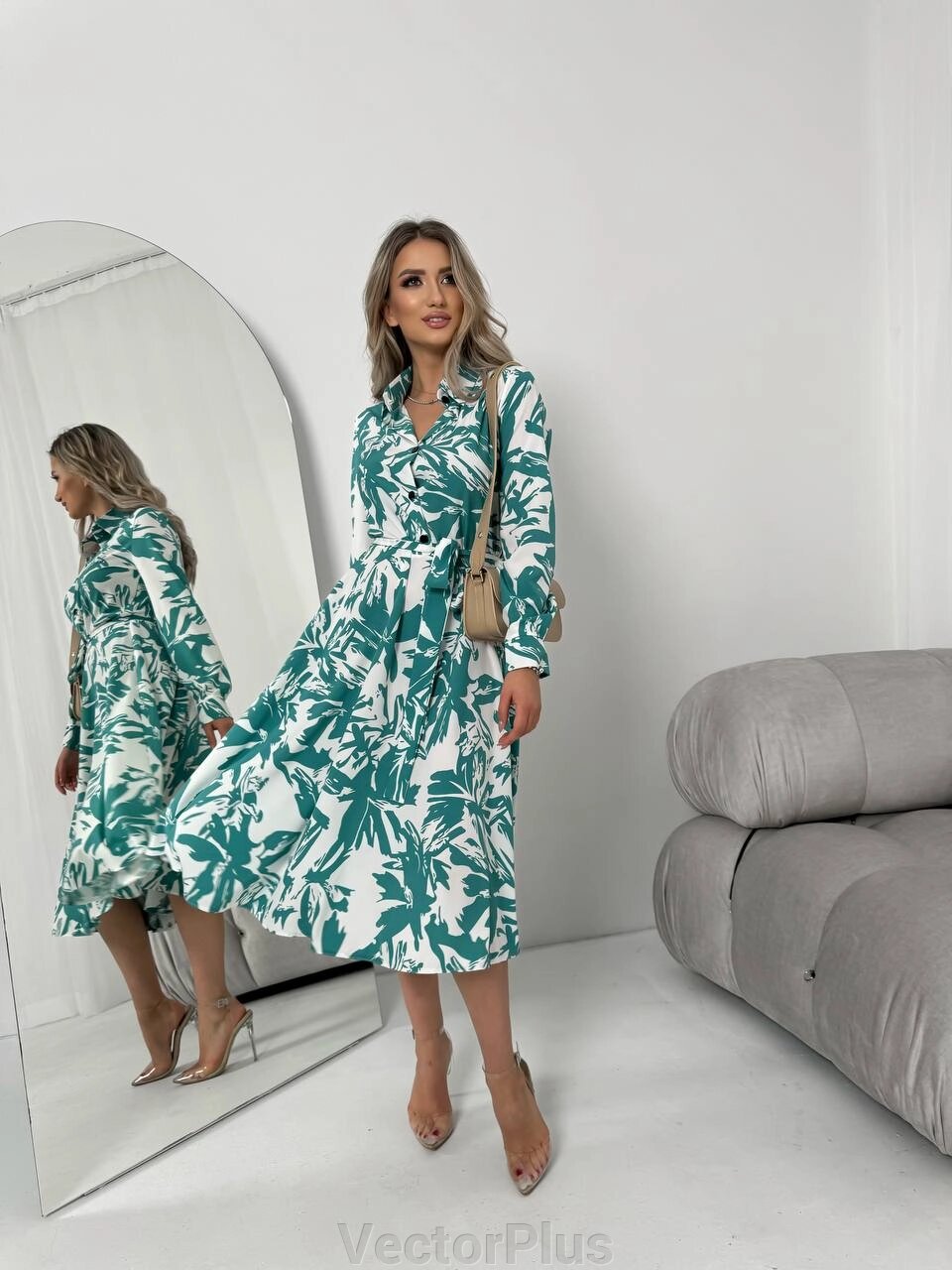 Жіноча сукня з шовкового софту колір ментол нар. 42/44 454117 від компанії VectorPlus - фото 1