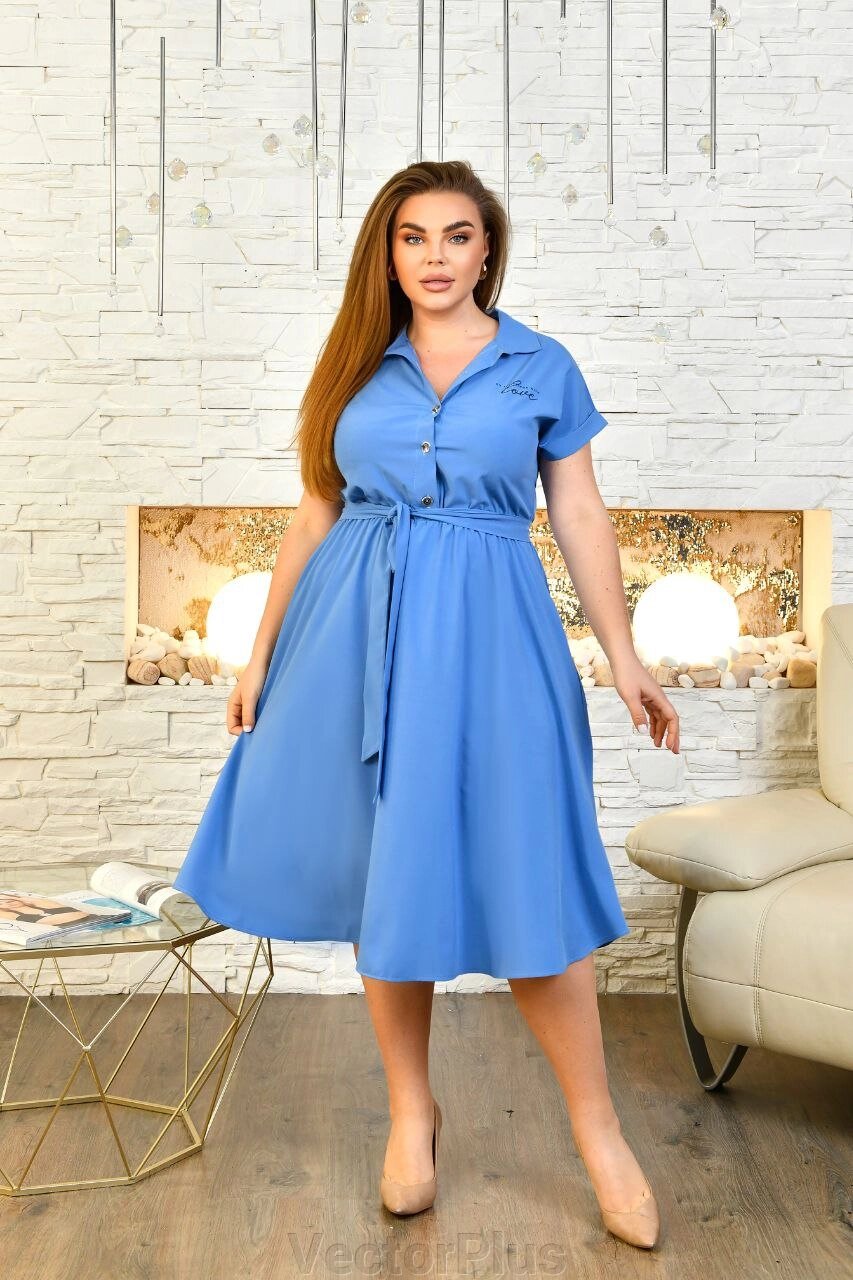 Жіноча сукня зі спідницею клеш колір блакитний нар. 52 454213 від компанії VectorPlus - фото 1