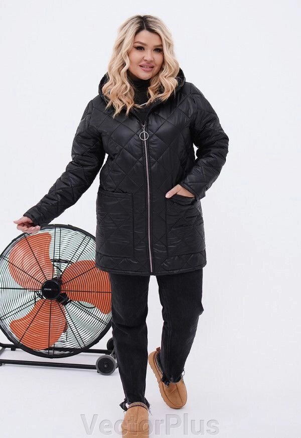 Жіноча тепла куртка стьоба колір чорний р. 50/52 449423 від компанії VectorPlus - фото 1