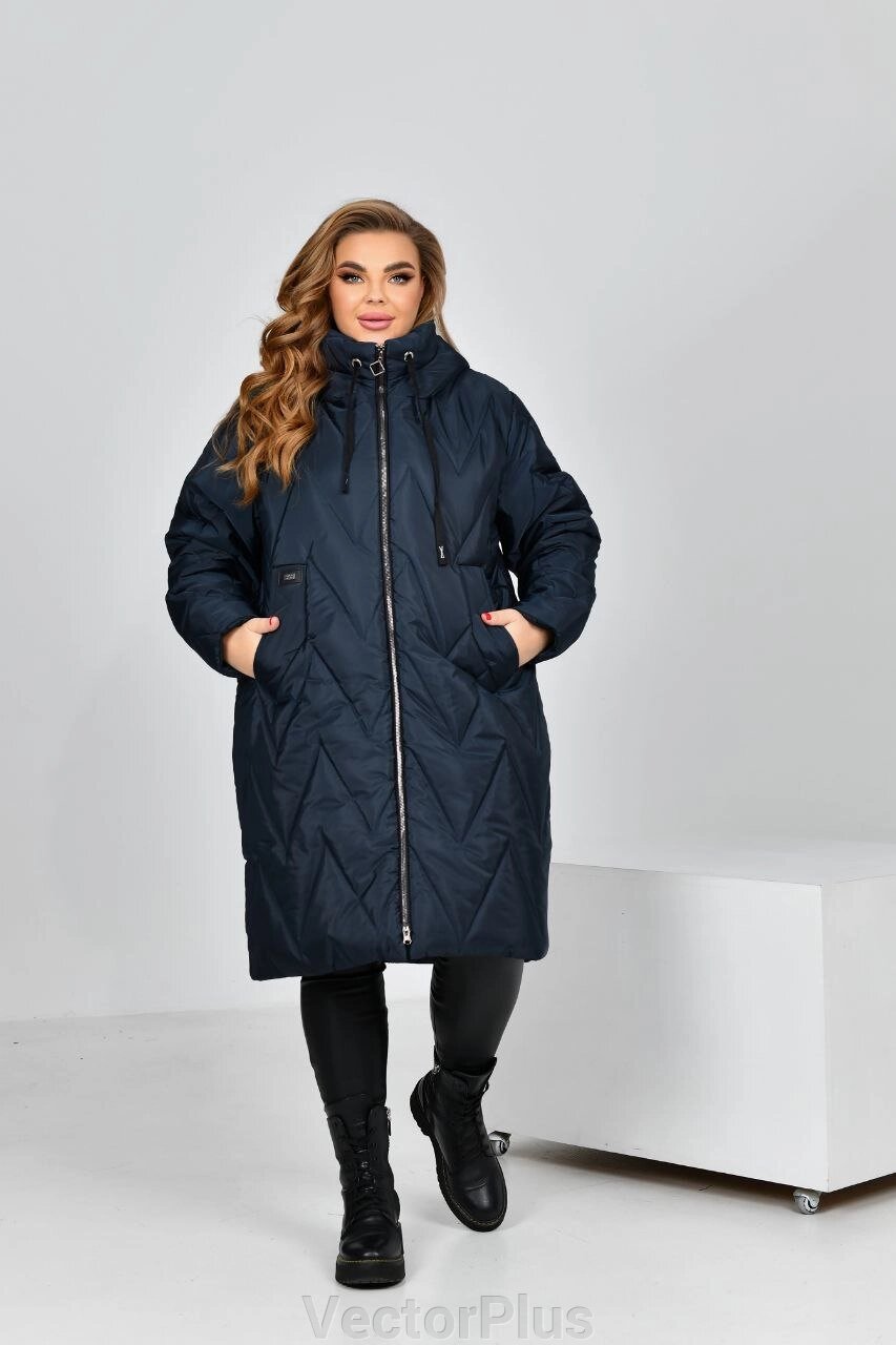 Жіноча тепла курточка колір синій нар. 54 447405 від компанії VectorPlus - фото 1