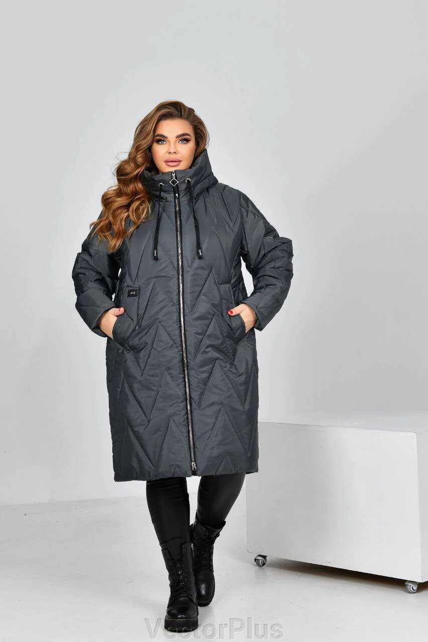 Жіноча тепла курточка колір сірий. 54 447403 від компанії VectorPlus - фото 1