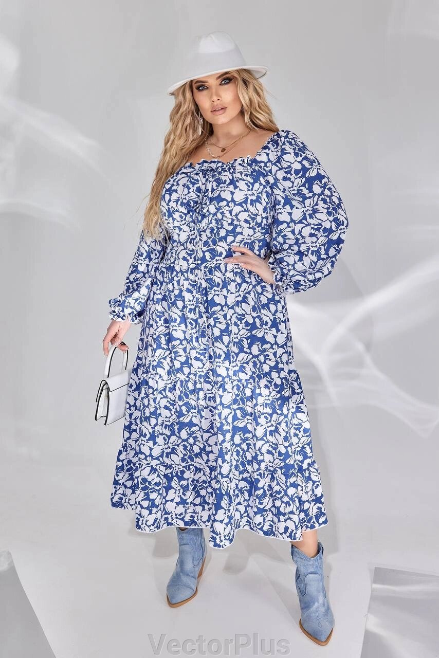 Жіноча вільна сукня із софту колір синій р. 50/52 450393 від компанії VectorPlus - фото 1