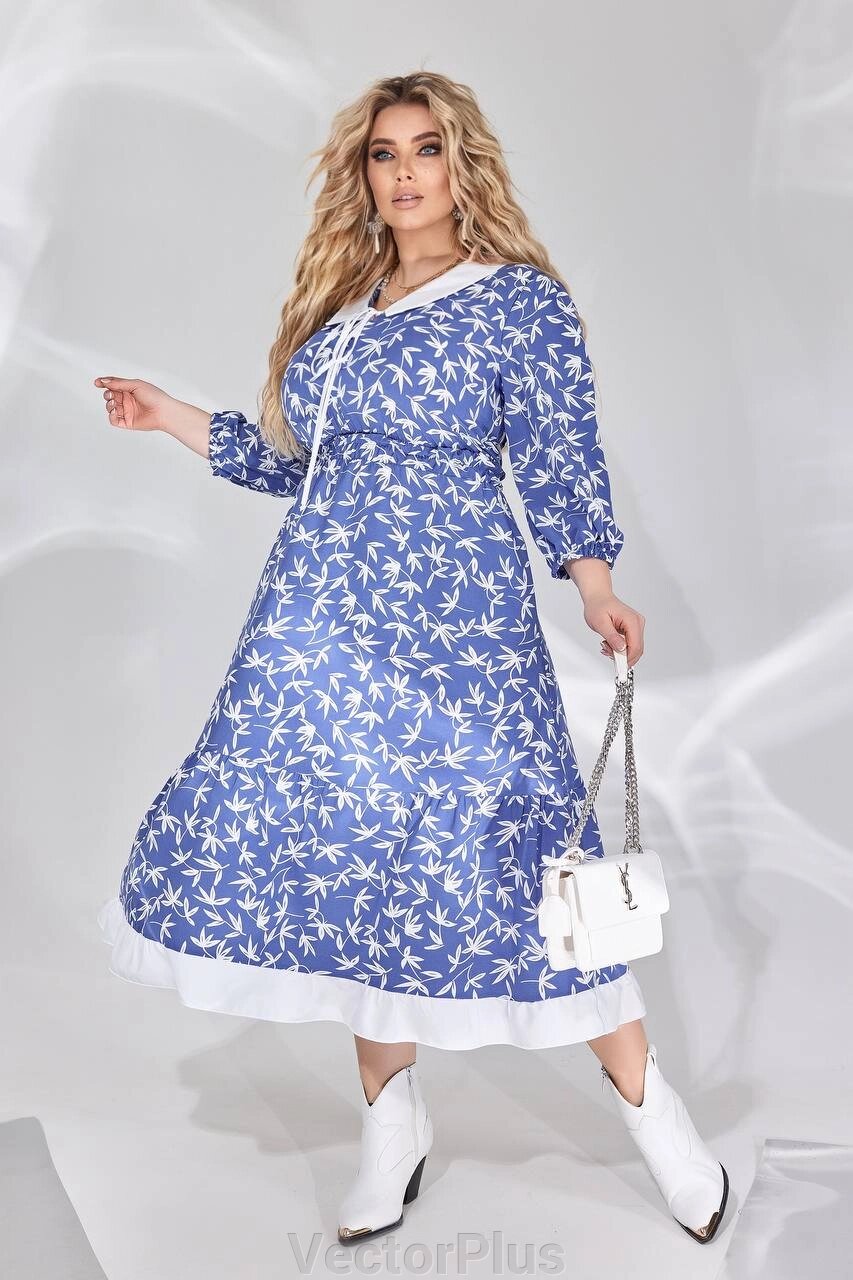 Жіноча вільна сукня із софту колір синій р. 50/52 450395 від компанії VectorPlus - фото 1