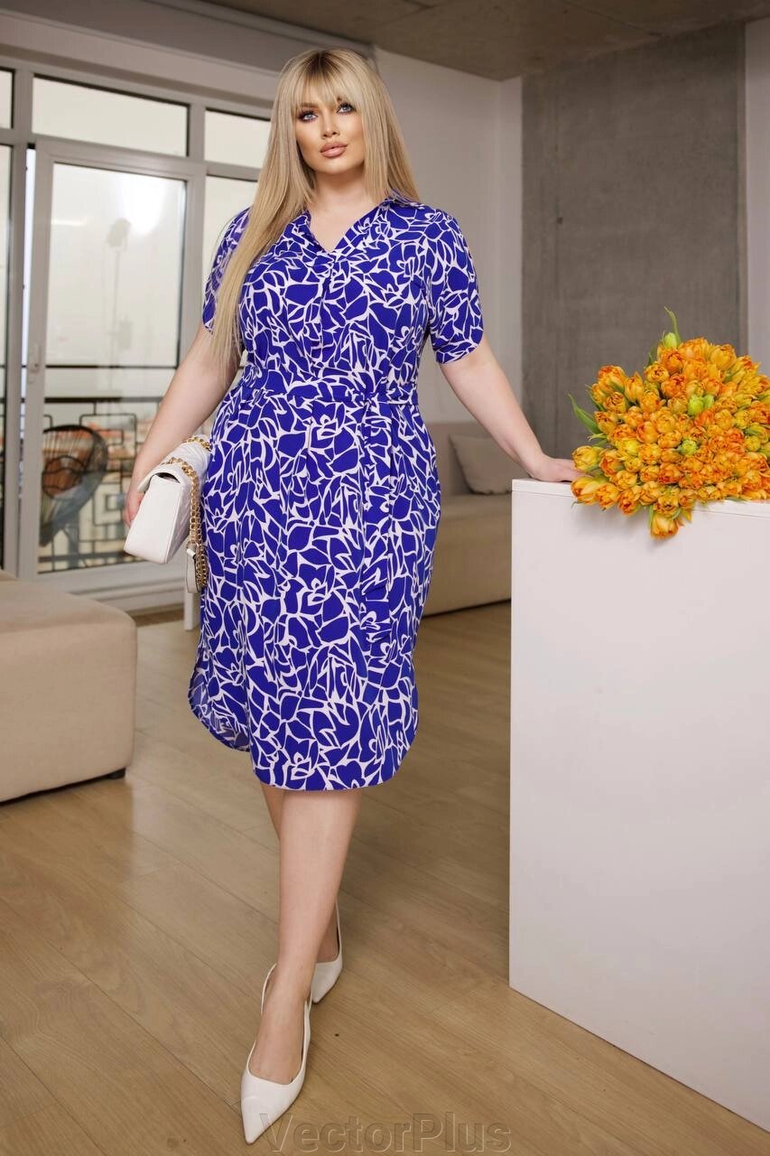 Жіноча вільна сукня із софту колір синій р. 50/52 452550 від компанії VectorPlus - фото 1