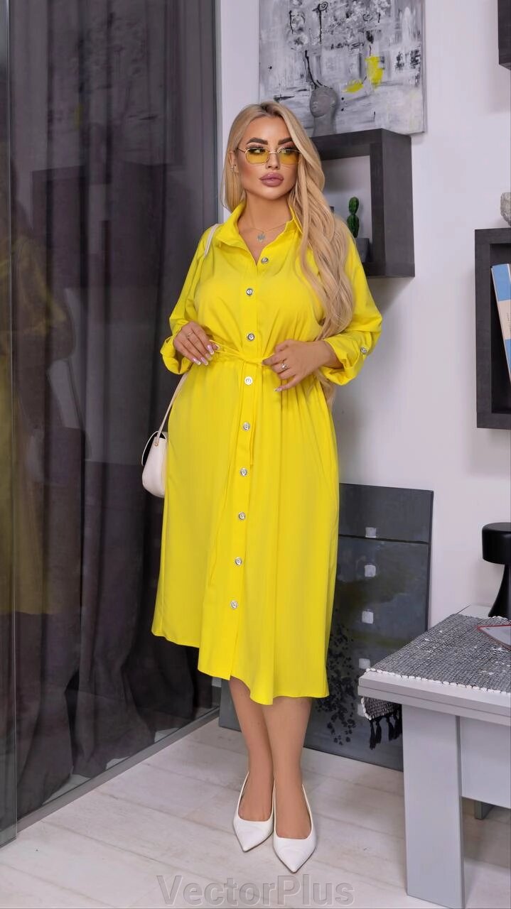Жіноча вільна сукня із софту колір жовтий р. 50/52 452557 від компанії VectorPlus - фото 1