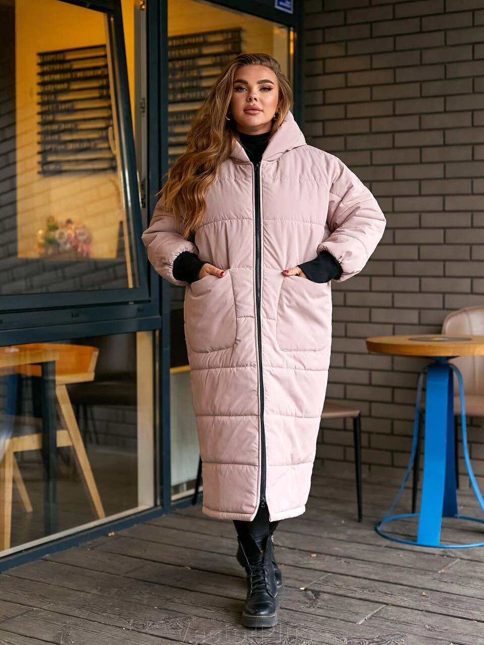 Жіноча зима тепла бежева куртка r. 58/60 377576 від компанії VectorPlus - фото 1