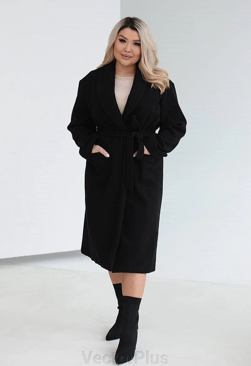 Жіноче кашемірове пальто колір чорний. 48/50 451565 від компанії VectorPlus - фото 1
