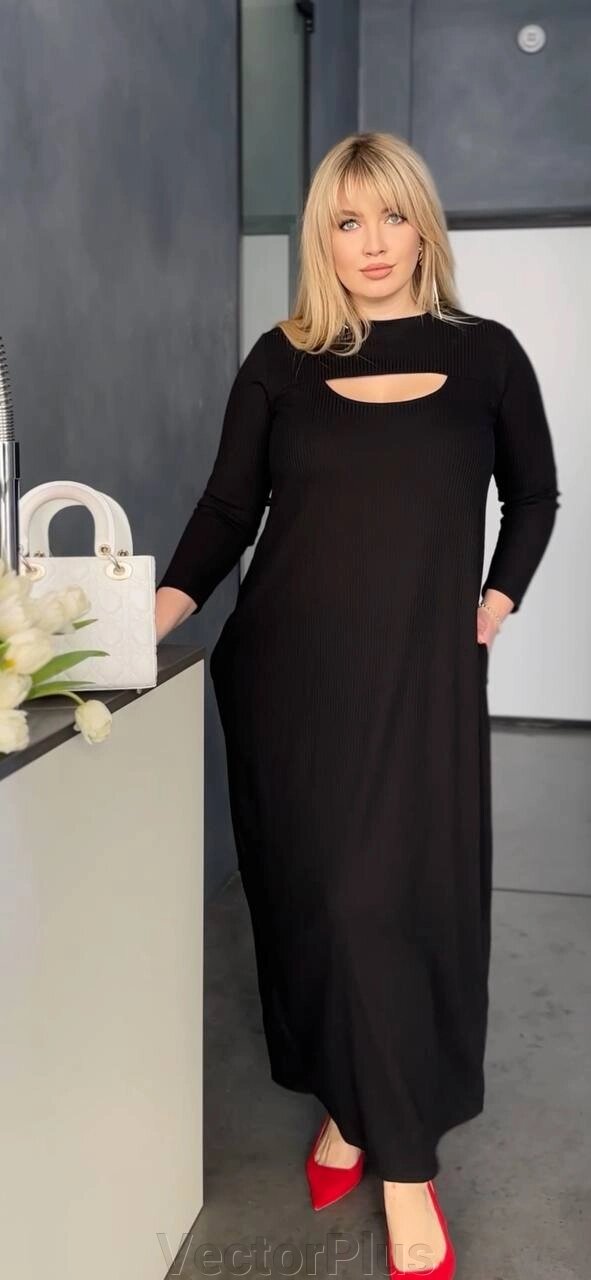 Жіноче максі сукня колір чорний нар. 48/52 453408 від компанії VectorPlus - фото 1