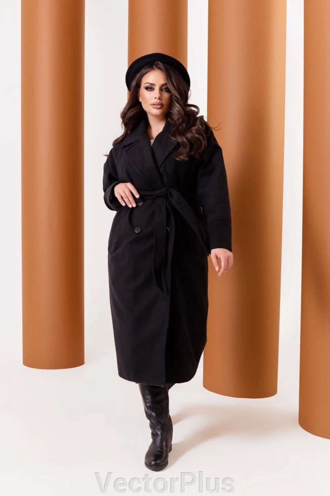 Жіноче пальто від кашеміру на підкладці з чорним поясом r. 48/50 376114 від компанії VectorPlus - фото 1