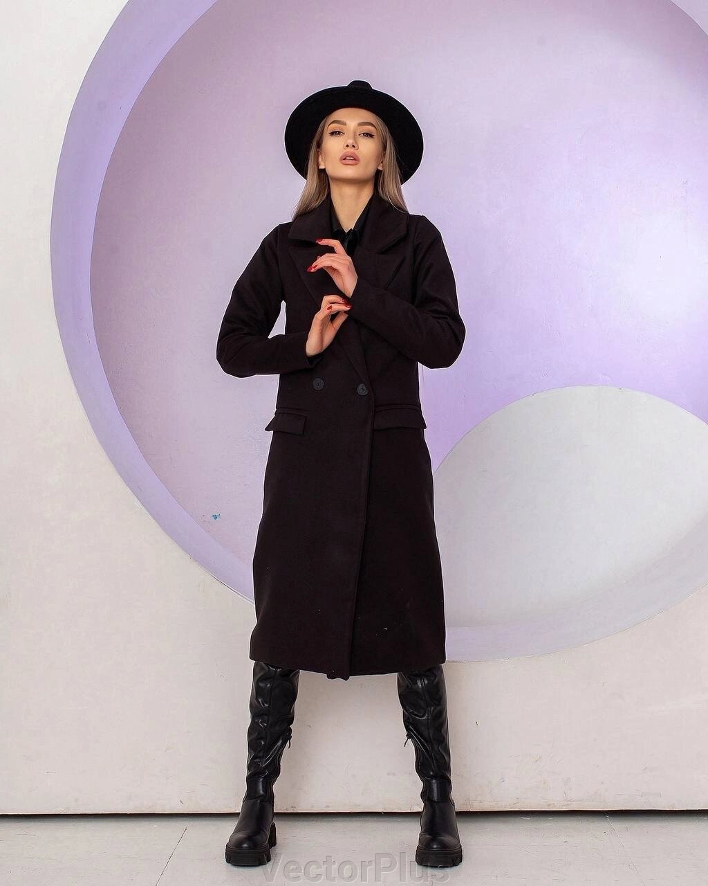 Жіноче пальто з кашеміру колір чорний нар. 42/44 448929 від компанії VectorPlus - фото 1