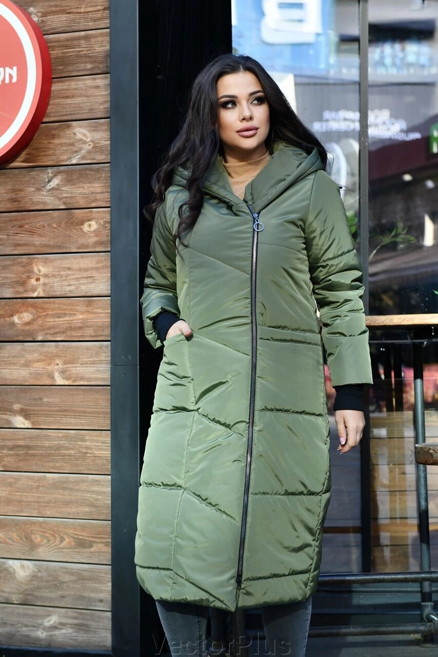 Жіноче плащове пальто кольору хакі нар. 48/50 384156 від компанії VectorPlus - фото 1
