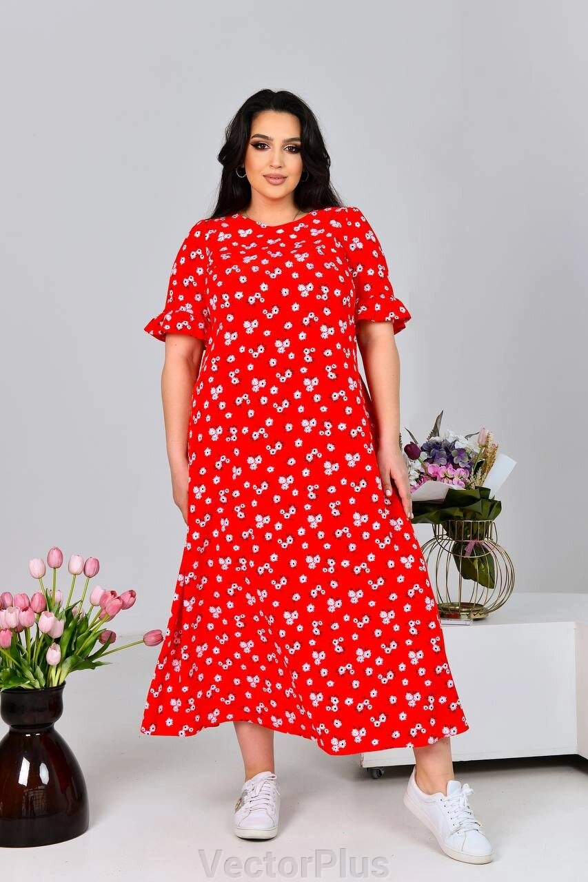 Жіноче плаття міді колір червоний 433019 від компанії VectorPlus - фото 1